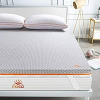 Maxzzz 2 Inch Memory Foam Topper Cooling Green Tea Mattress Topper QUEEN Size